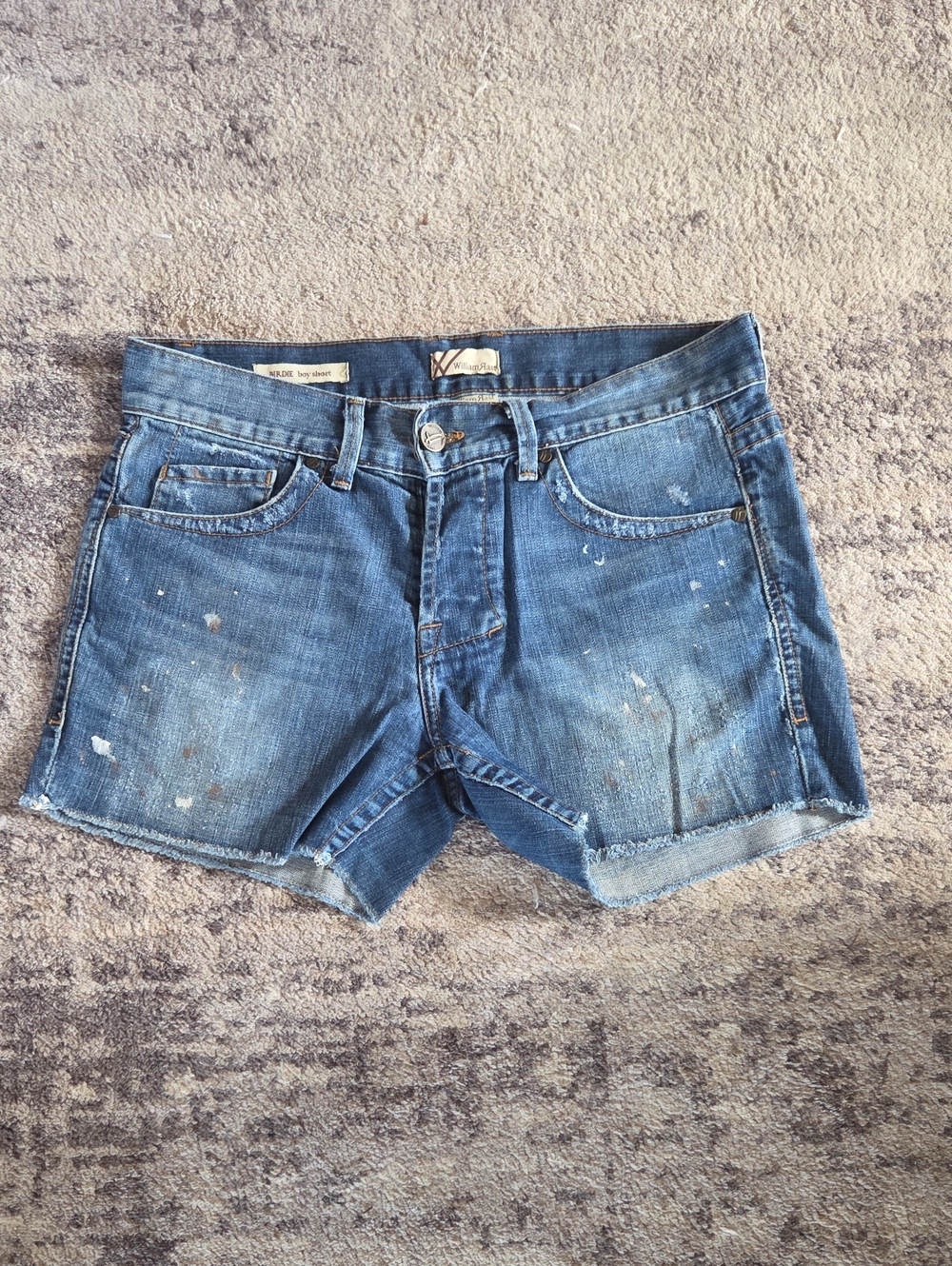 William Rast Birdie Boy Button Fly Distressed Denim Shorts Size 27